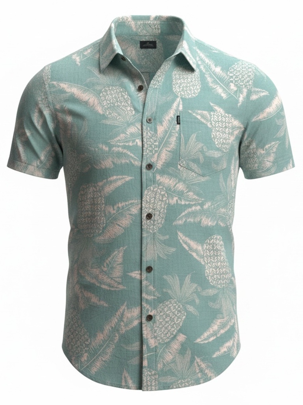 Rip Curl Aqua Short-Sleeve Pineapple Print Button-Down Shirt Summer